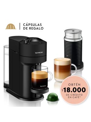 Cafetera Vertuo Next Negra con Espumador